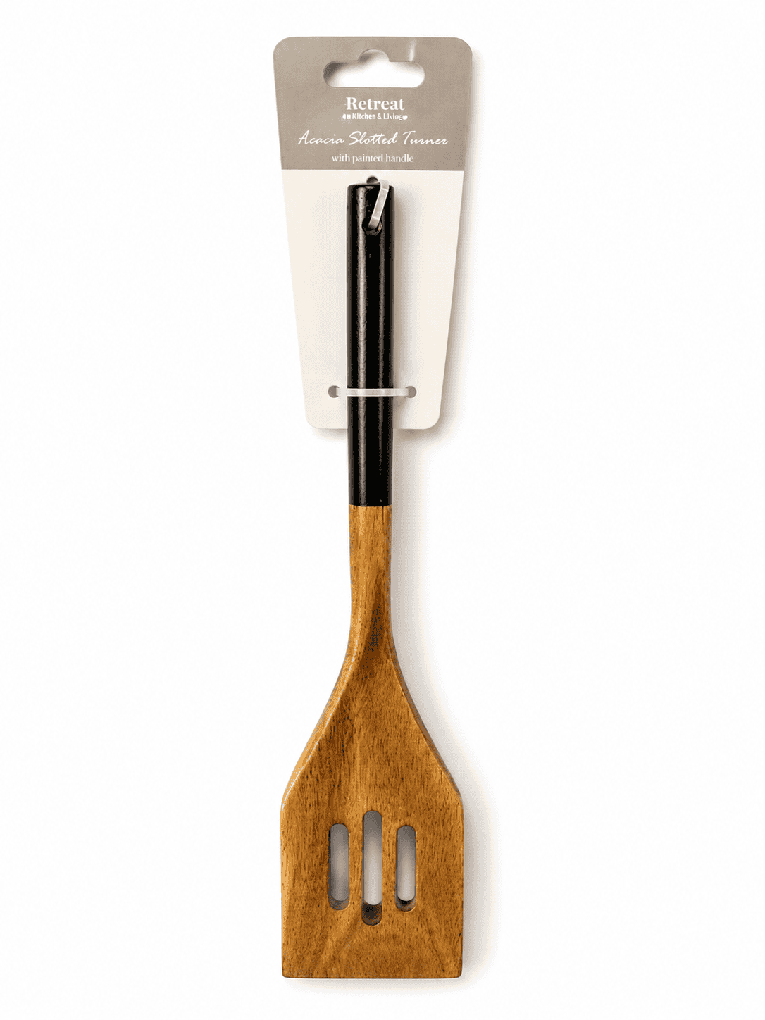 Black Acacia Slotted Turner With Painted Handle