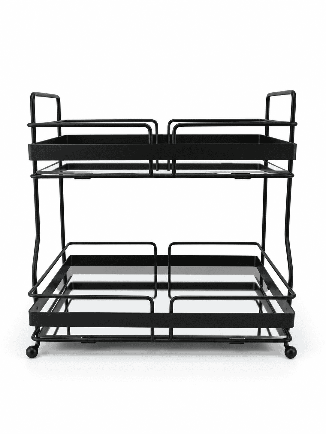Black 2-Tier Glass Bath Caddy