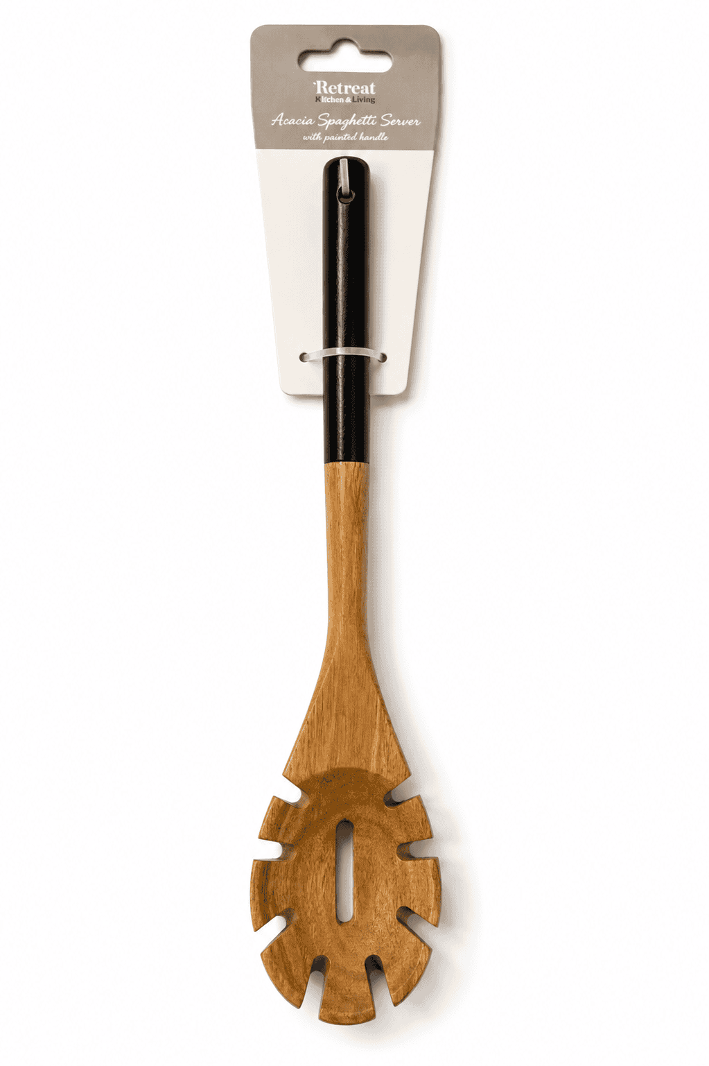 Black Acacia Spaghetti Server With Painted Handle