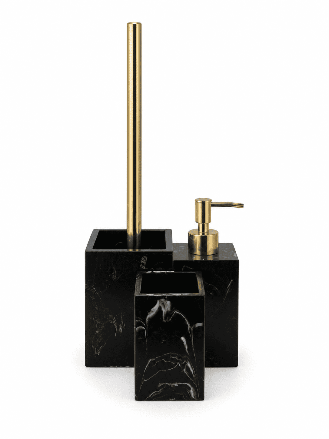 Black Mable Effect Set Of 3 Toilet Brush