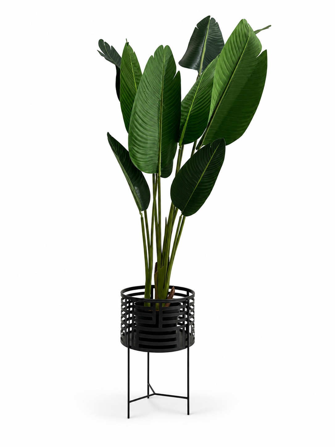 Black Wired Design Planter On Stand