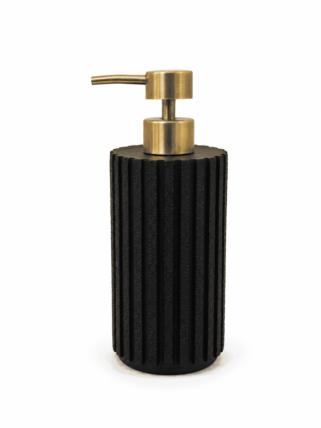 Black and Gold Pump Ribbed Soap Dispenser