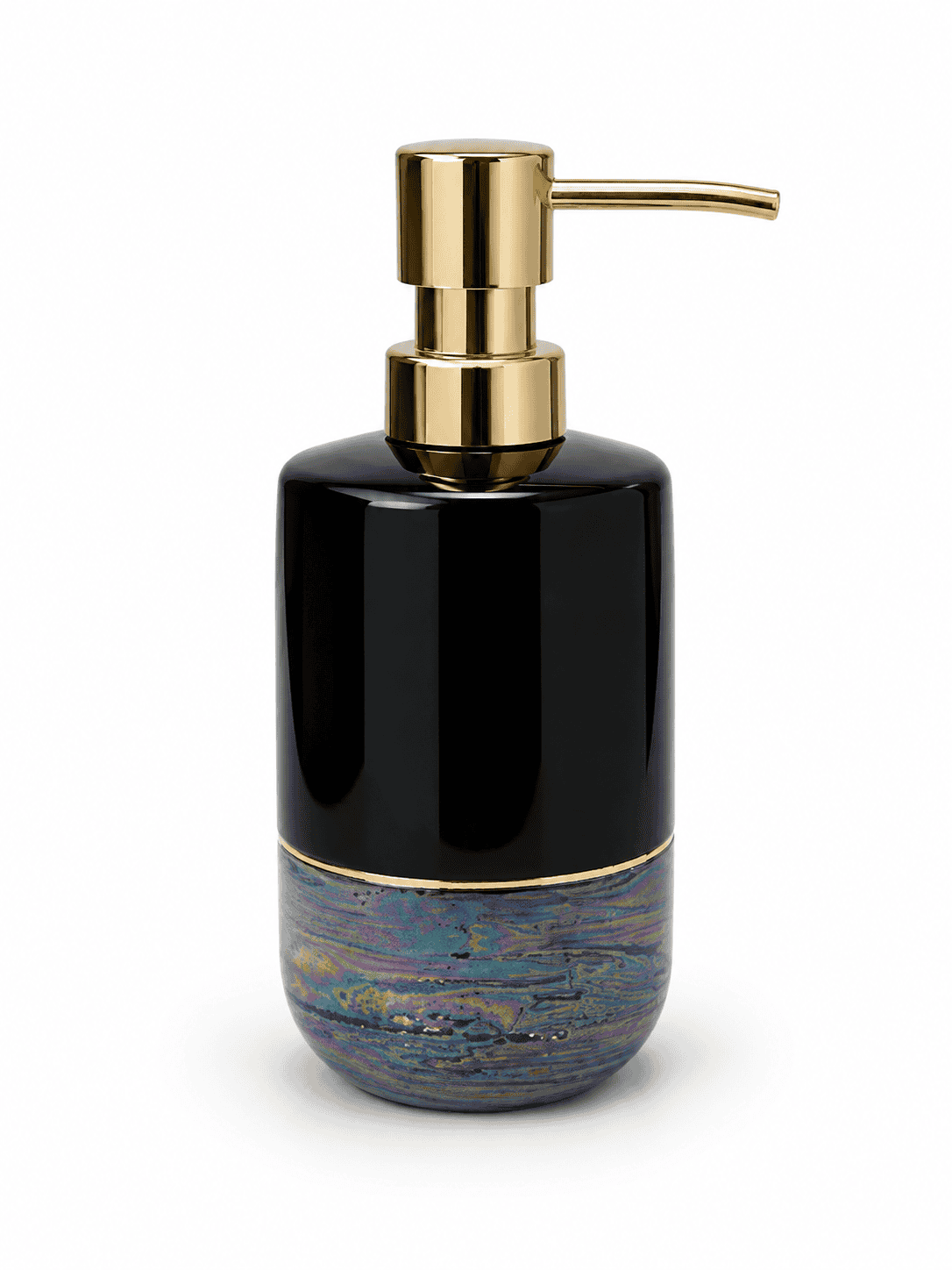 Black iridescent soap dispenser