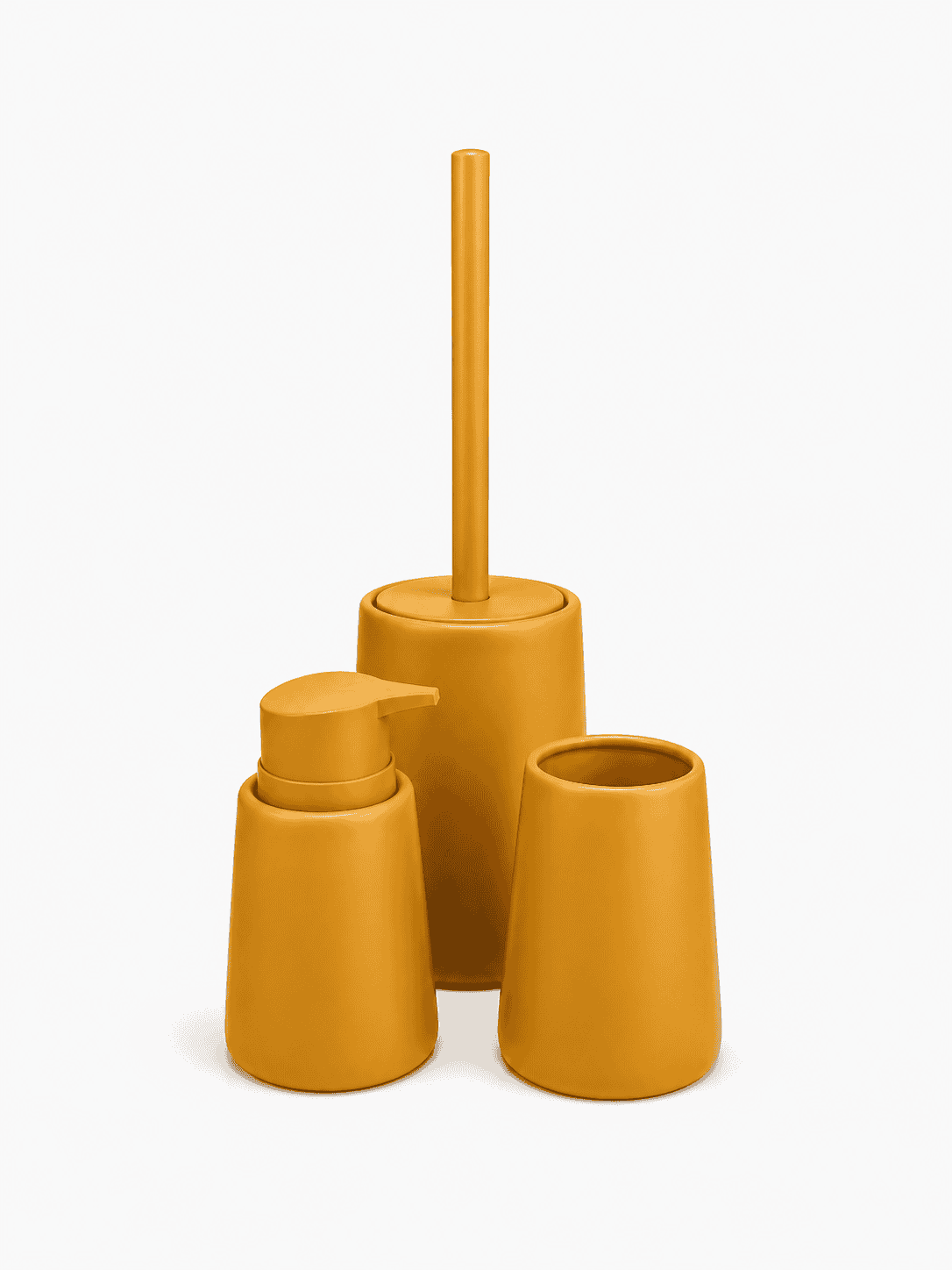 Chunky ceramic yellow set of 3 bathset