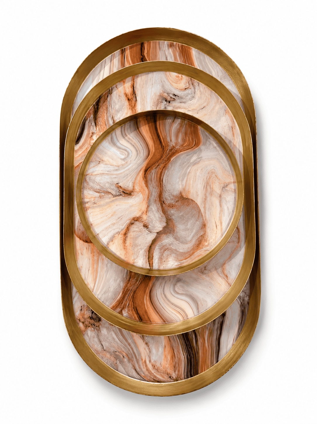 Set Of 3 Shaped Marble Effect Trays