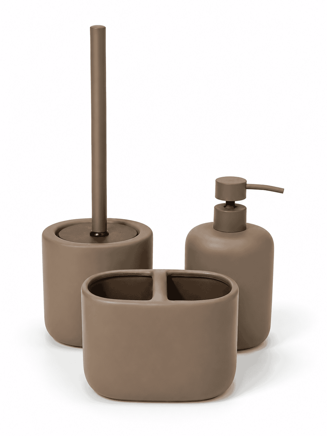 Set of 3 brown ceramic bathset