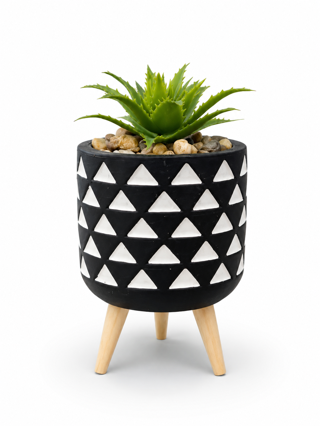 Small Succulent In Cement Flower Pot With Legs