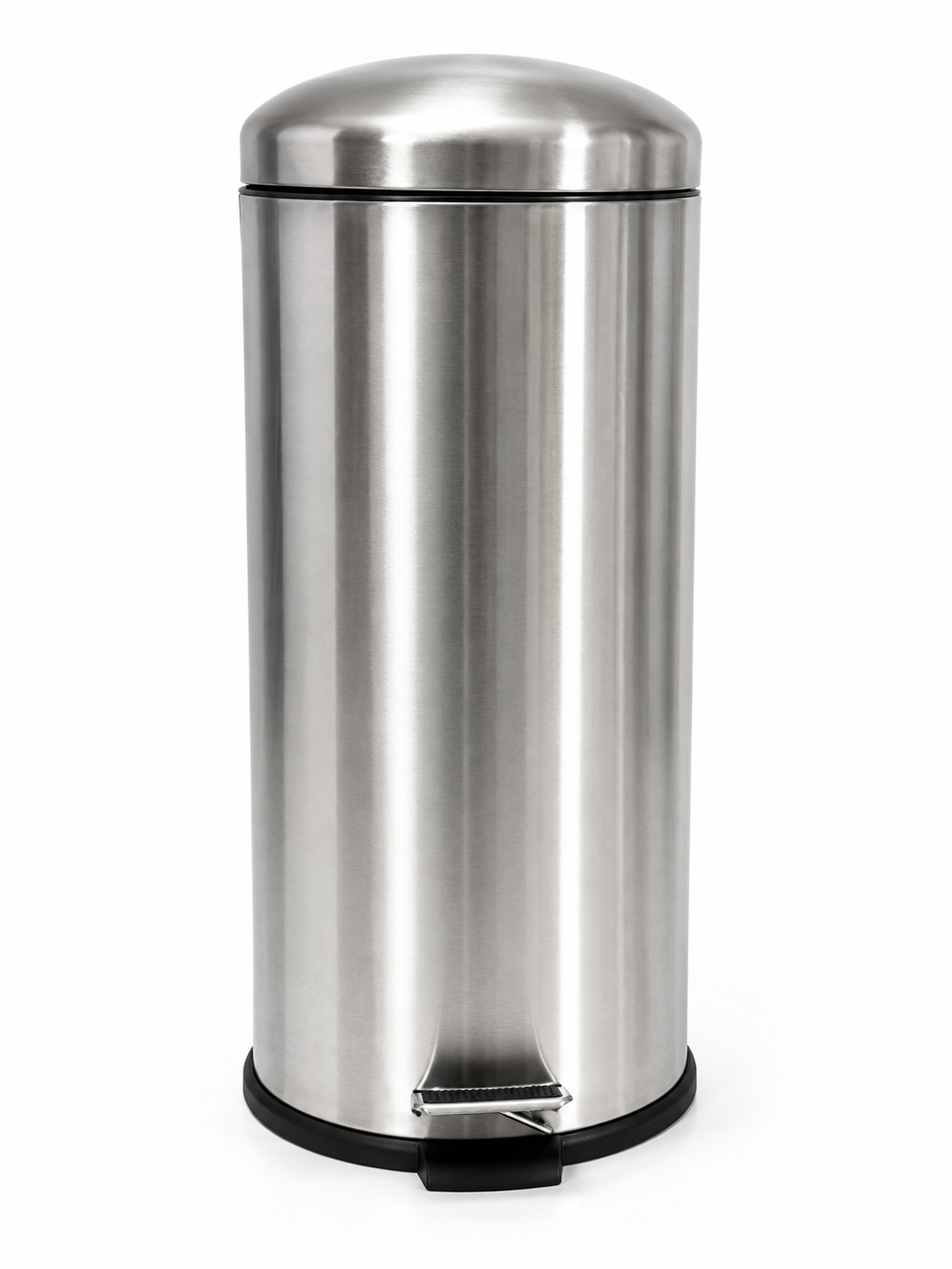 30L Utility Domed Pedal Bin with stainless steel finish and foot pedal