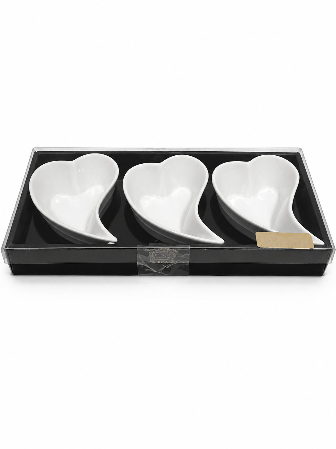 3pc white heart-shaped ceramic serving dish set