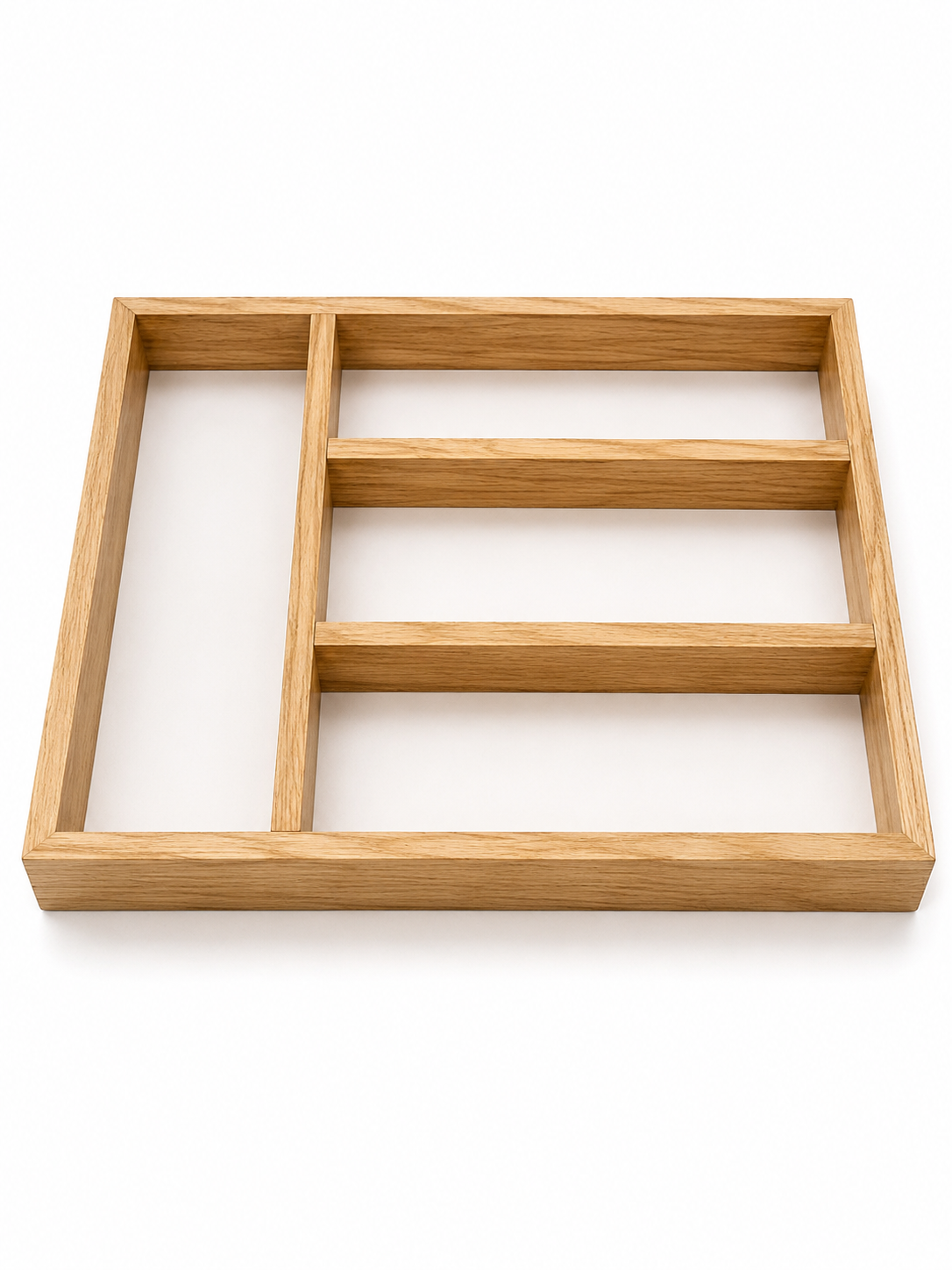 Apollo Small Cutlery Tray with natural wood finish and multiple compartments