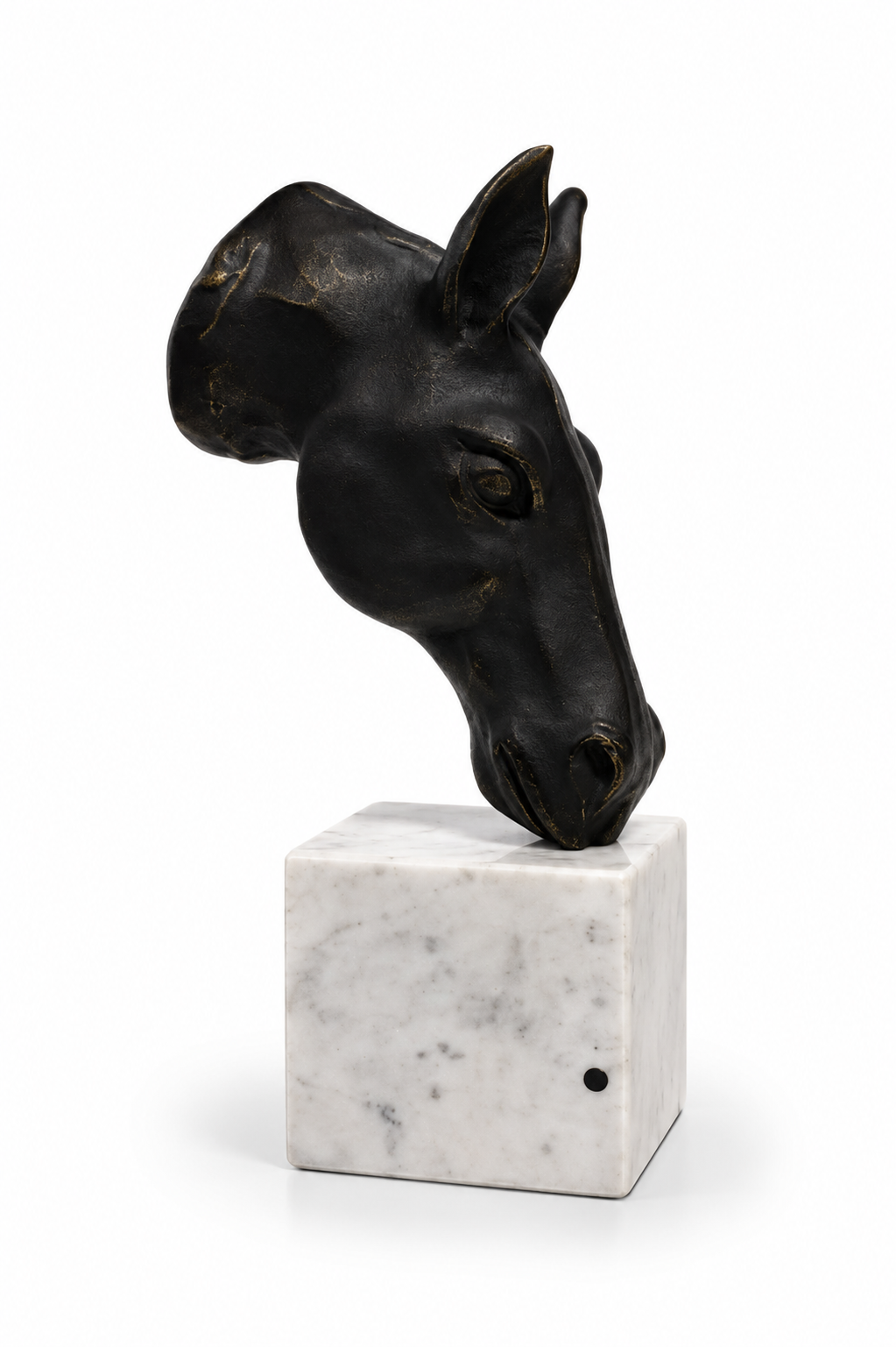 Black Horse Head on Marble Base
