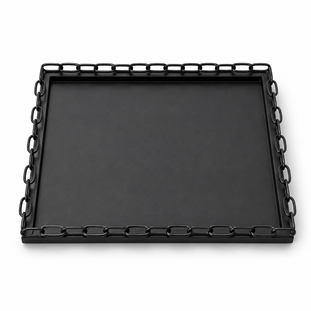 Black Rectangular Tray With Buckle Design