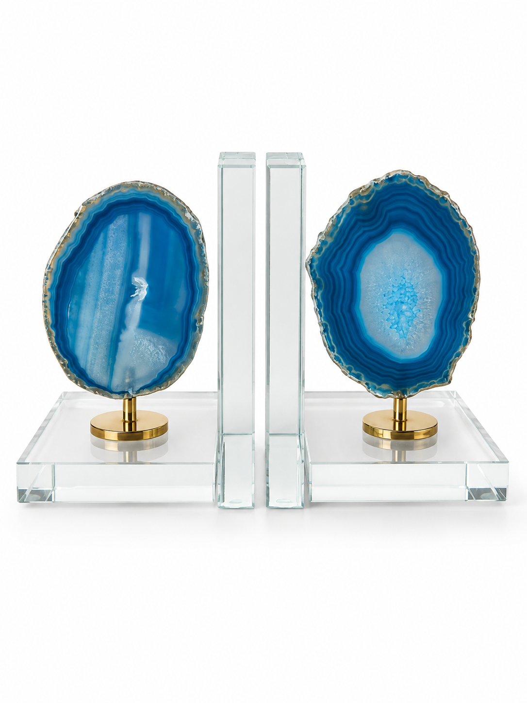 Blue Agate On Clear Stand Bookend