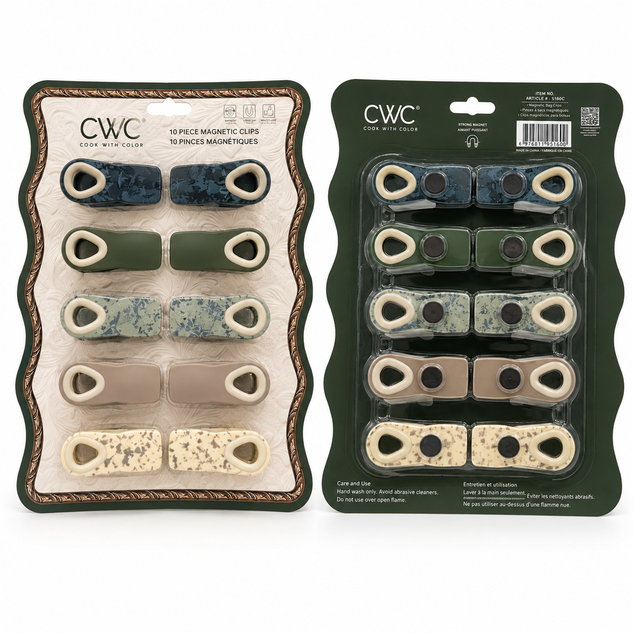 CWC 10pc Multicoloured Magnetic Clips for Food Bags and Kitchen Storage