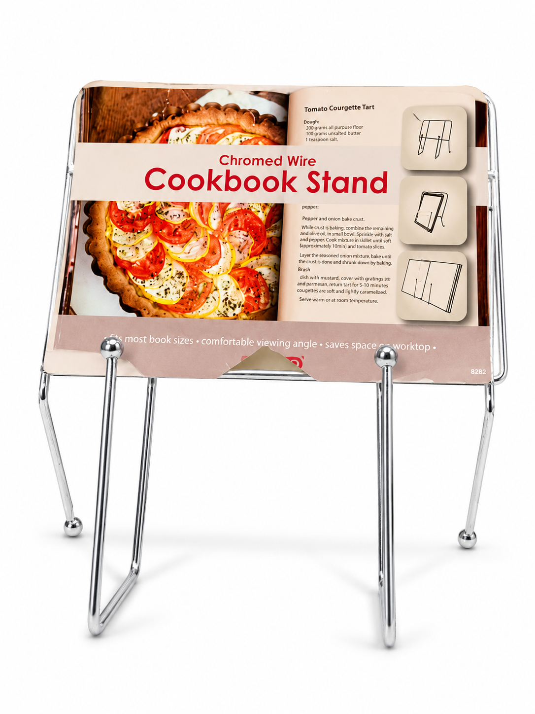 Chrome Wire Cookbook Stand for Kitchen Countertop