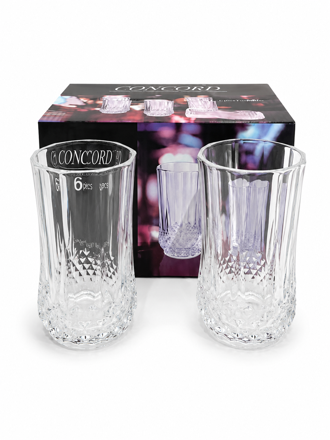 Concord 6pc clear glass tumbler set with crystal design