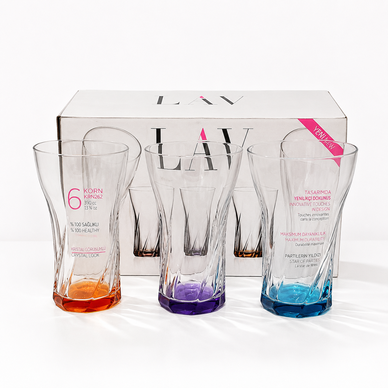 Coral Coloured Base Hiball Drinking Glass