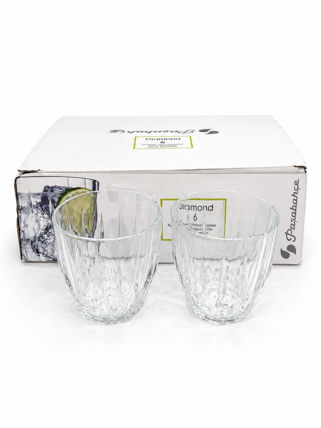 Diamond 6pk Glass Tumbler 27ml clear drinking glass set