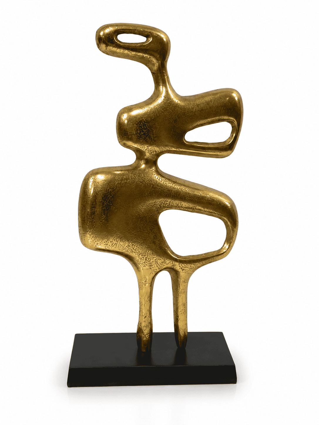 Gold abstract decorative sculpture on black base