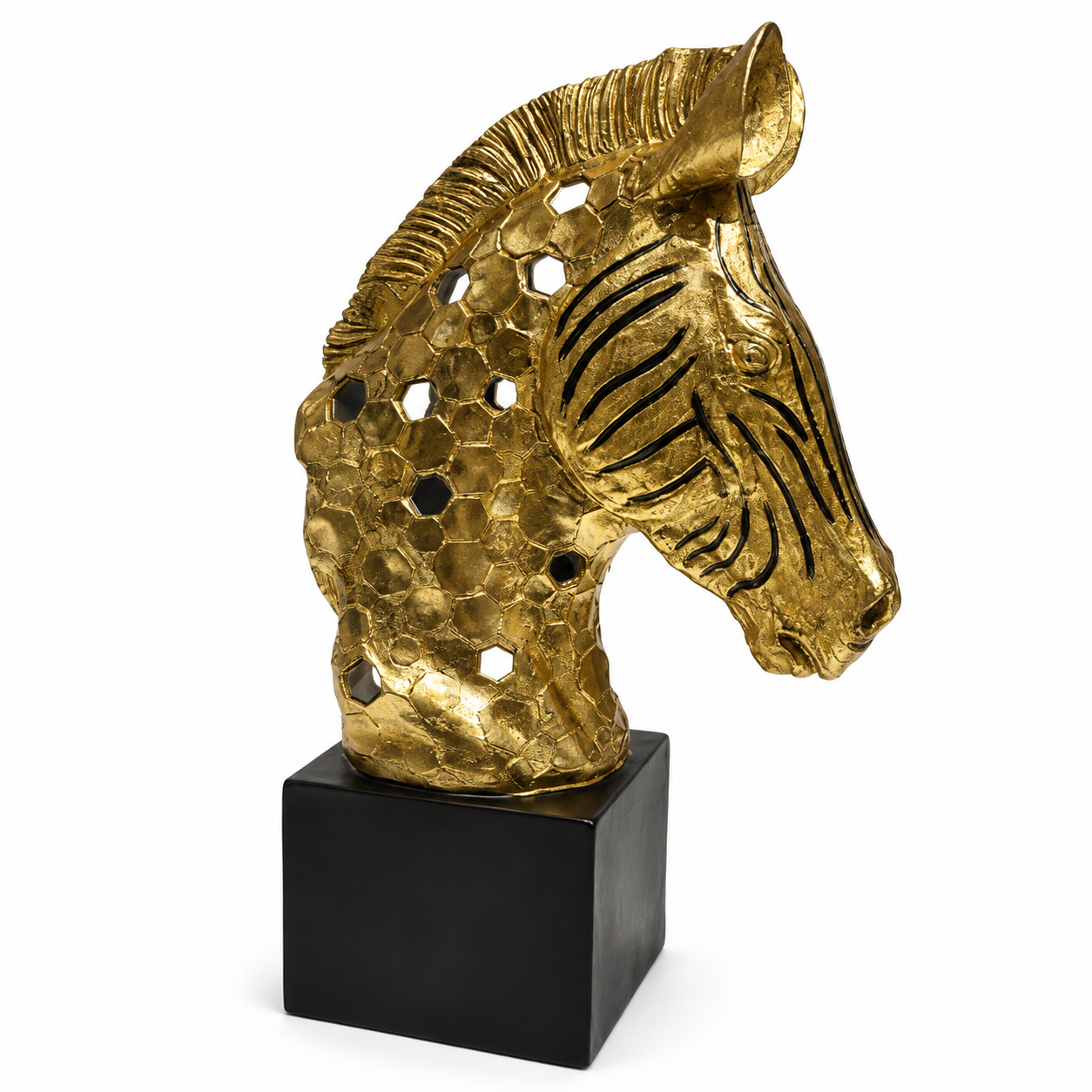 Goldtone Mirrored Zebra Head