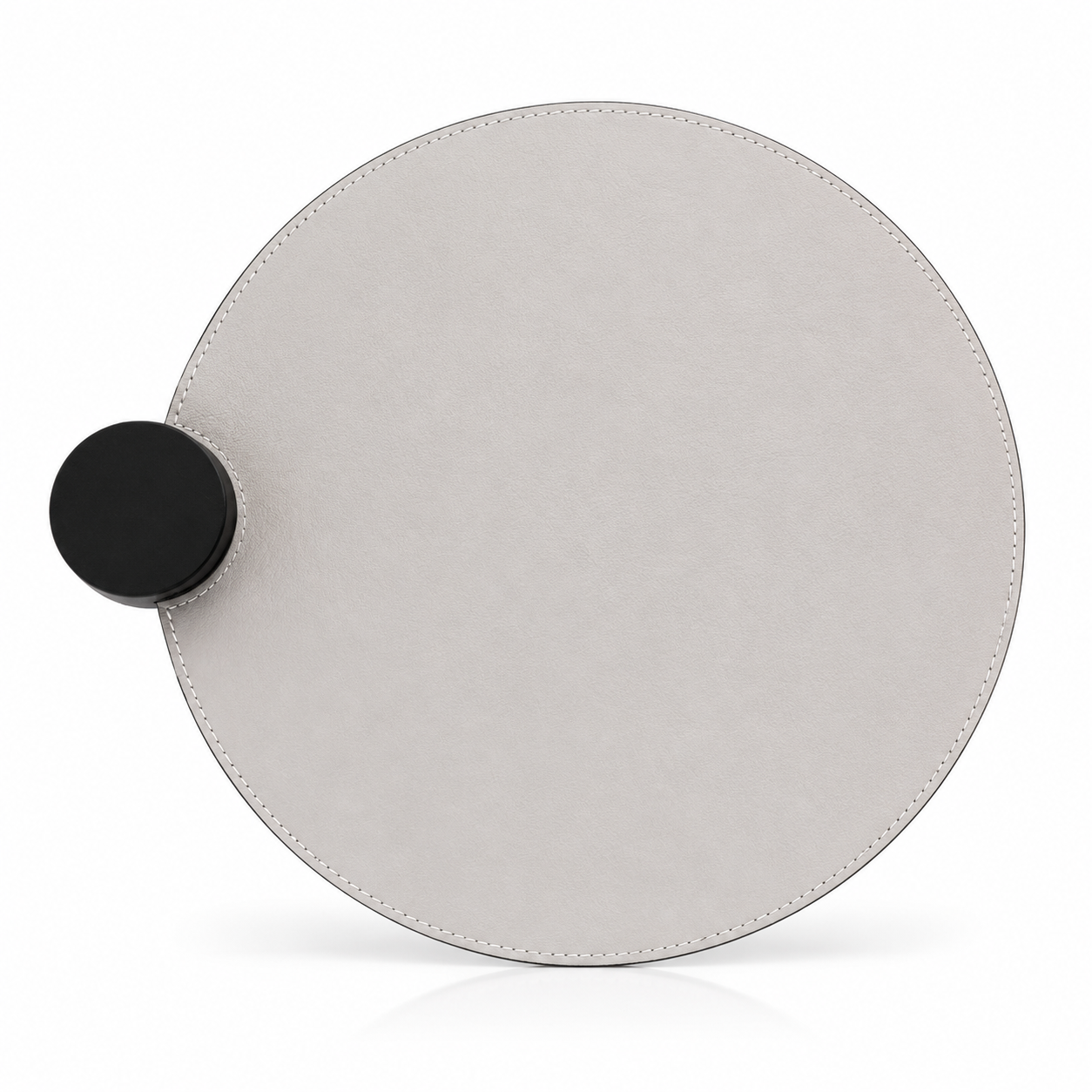 Grey Textured Circular Tray With Black Knob