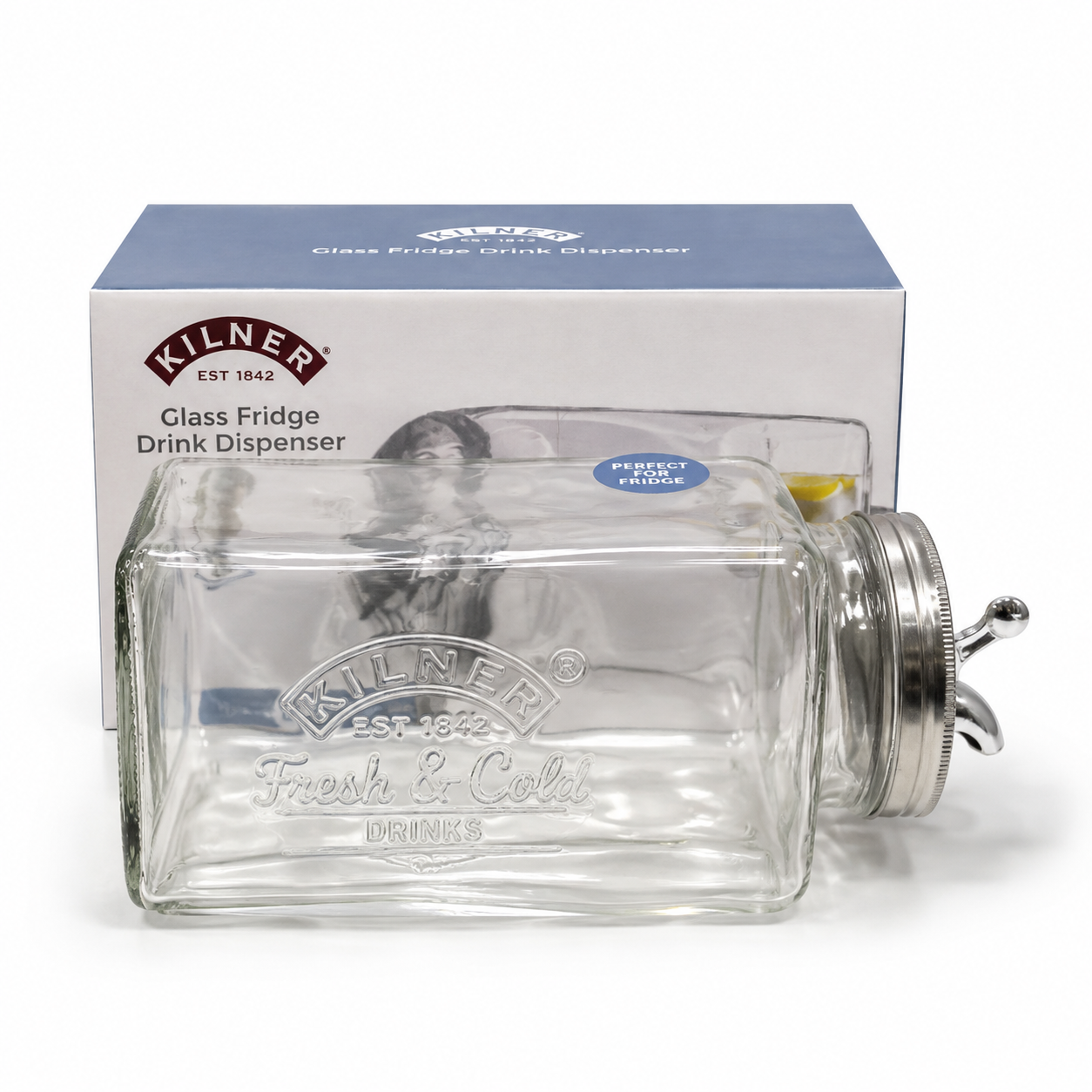Kilner Glass Fridge Drink Dispenser for Cold Beverages