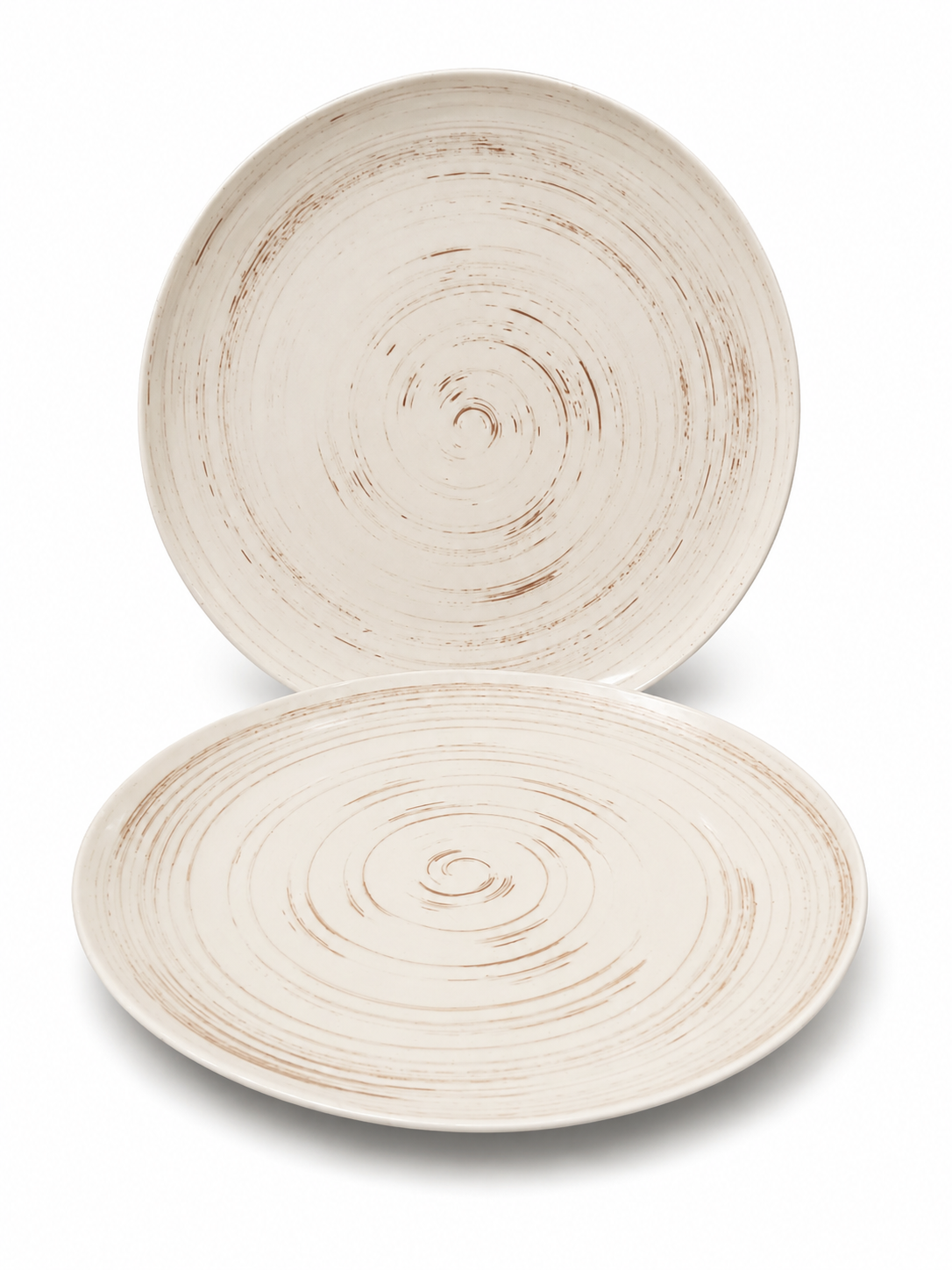 Kratos 25.5cm cream dinner plate with circular brown detailing