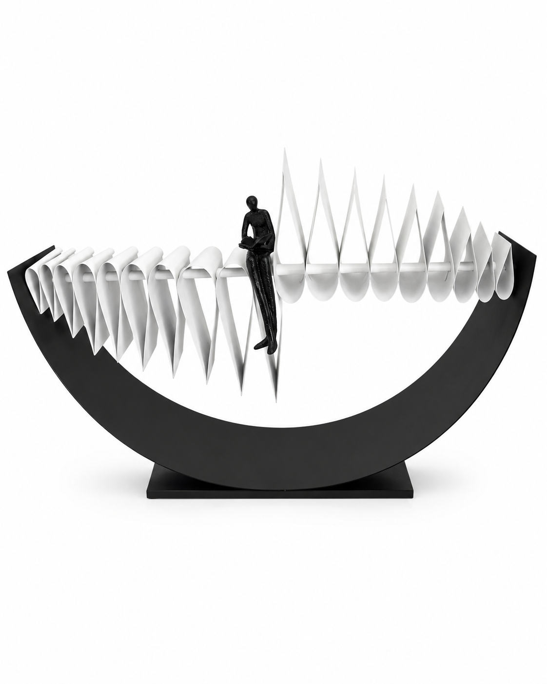 Man Sitting On Folded Metal Ornament