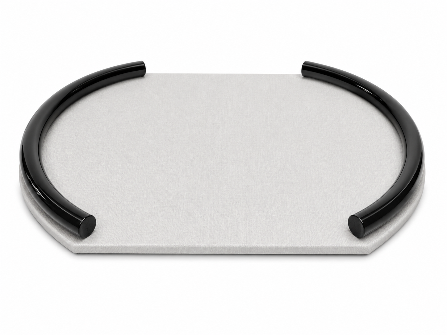 Oval Textured Tray With Black Half Handles