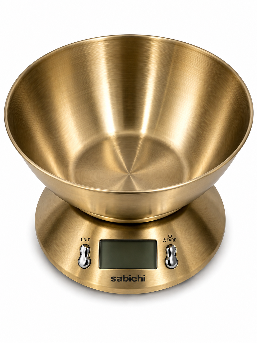 Sabichi gold digital kitchen scale with metal weighing bowl