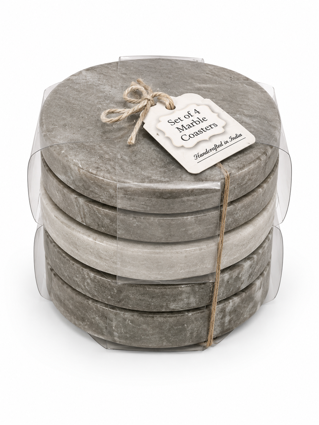 Set of 4 Marble Coasters – Black & Grey