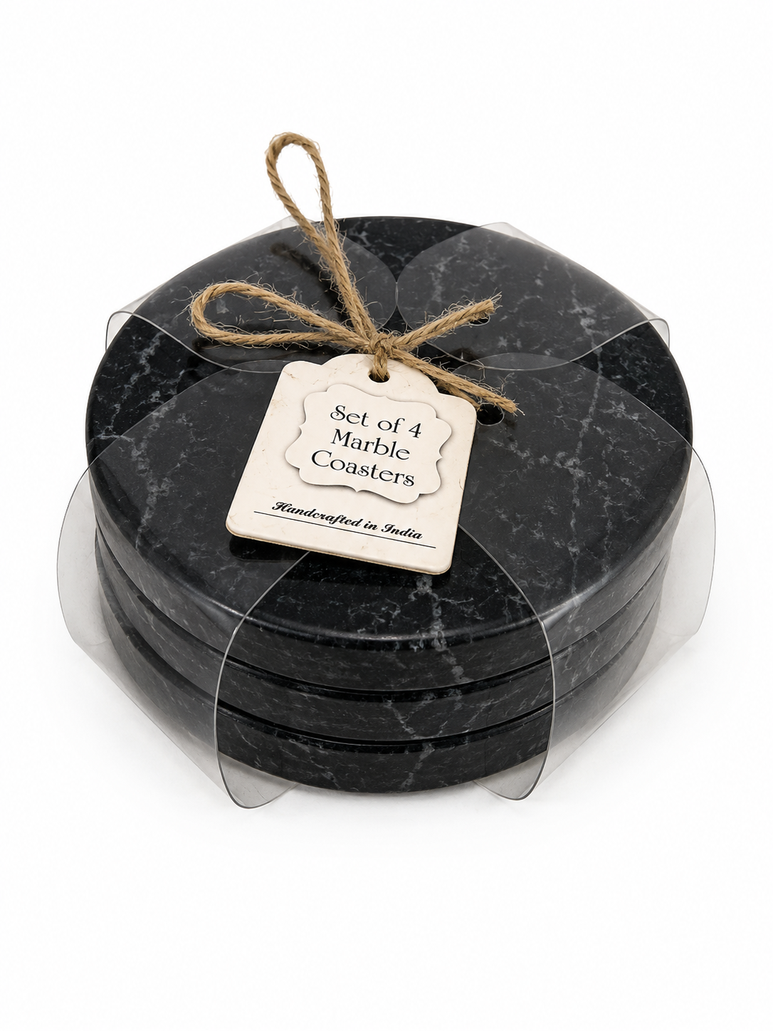 Set of 4 Marble Coasters – Black & Grey - Image 2