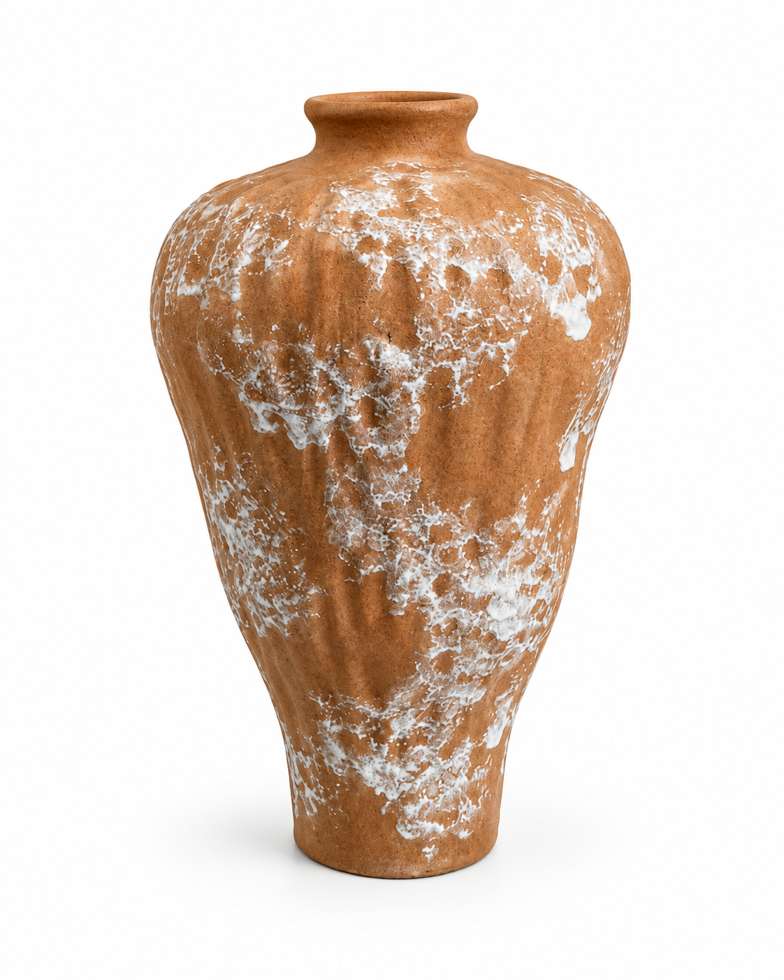 Small White Ceramic Vase With White Patches