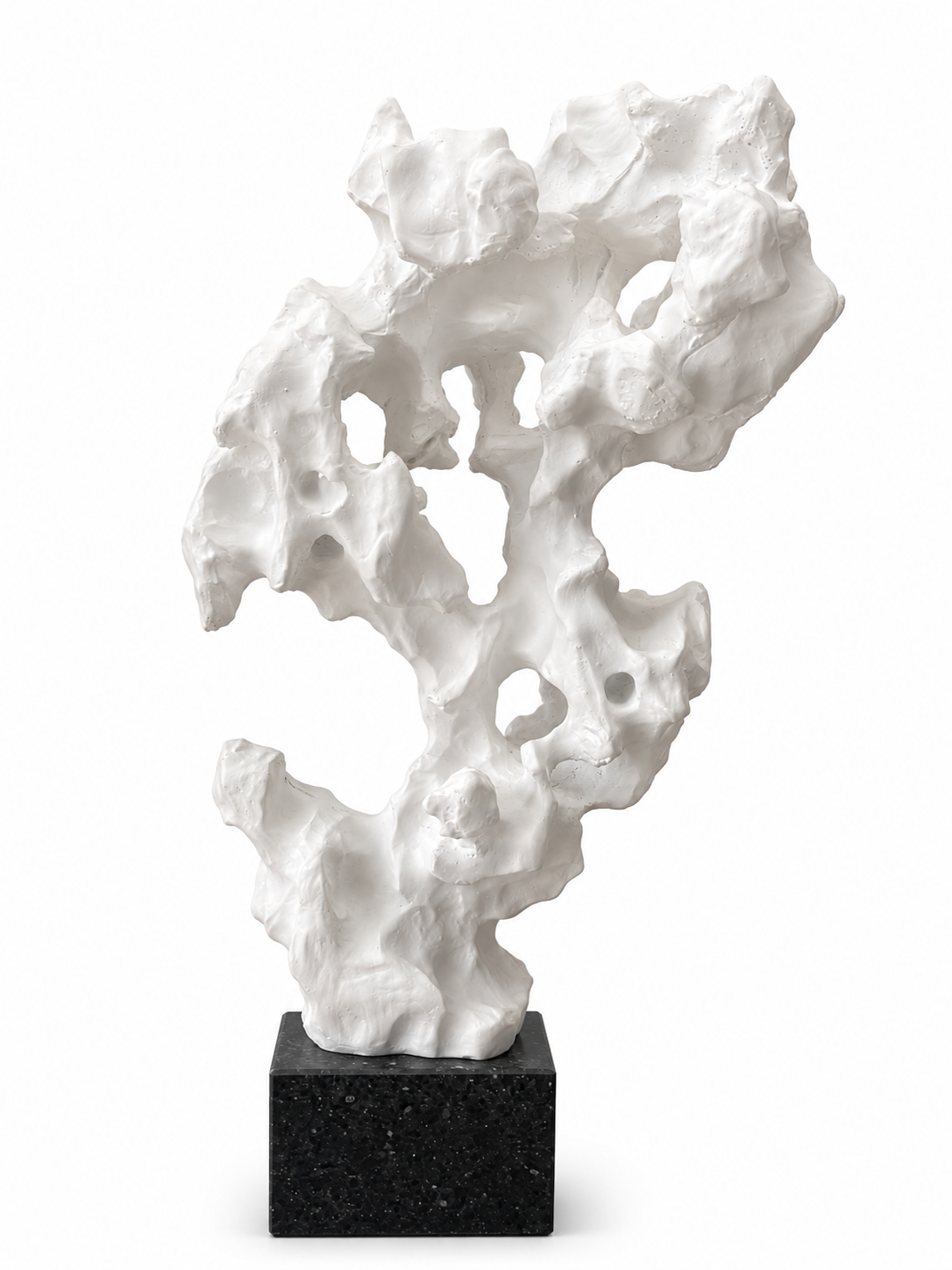 Small White Irregular Resin Ornament On Marble Stand