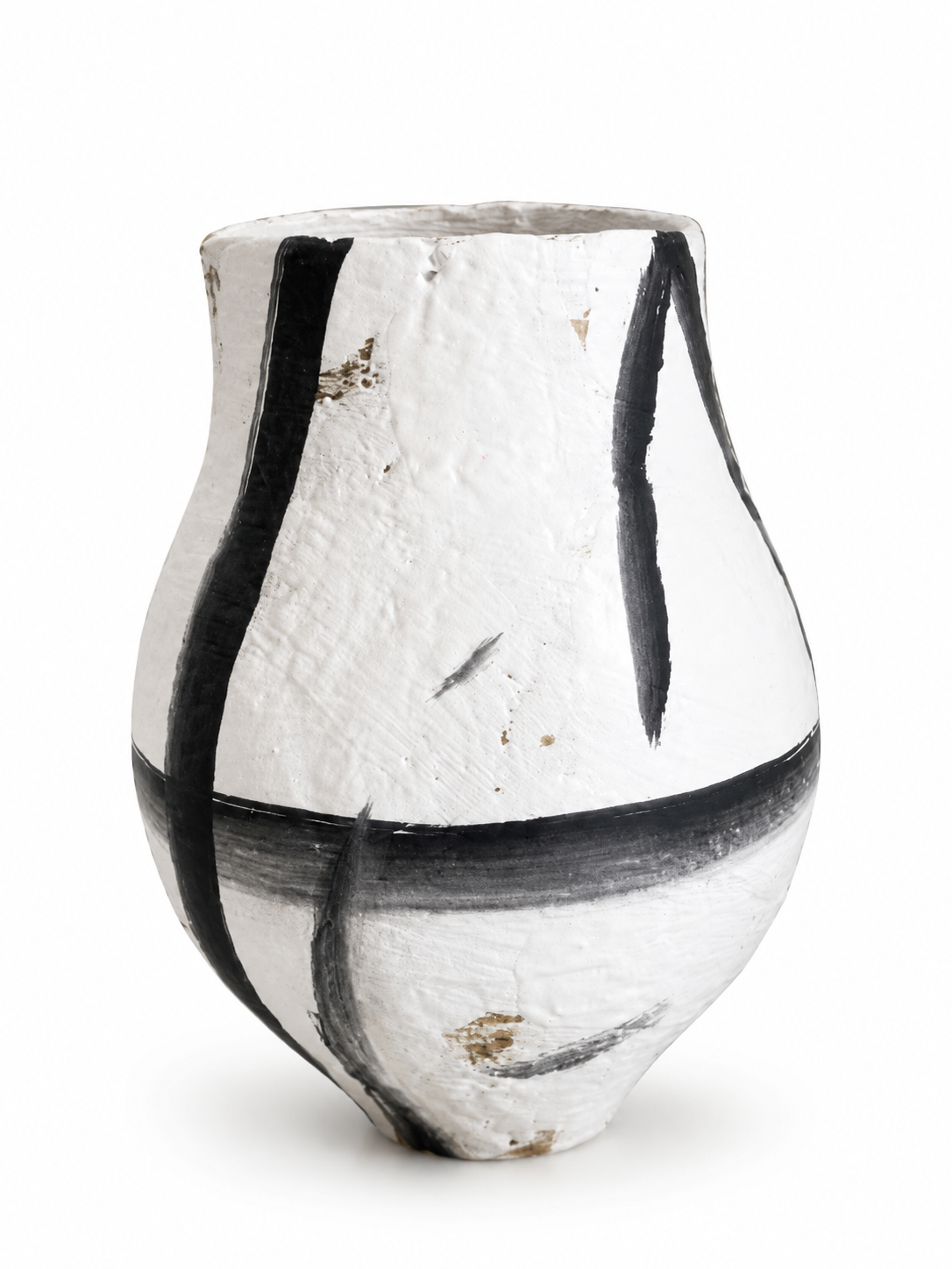 Small White Vase With Black Streaks