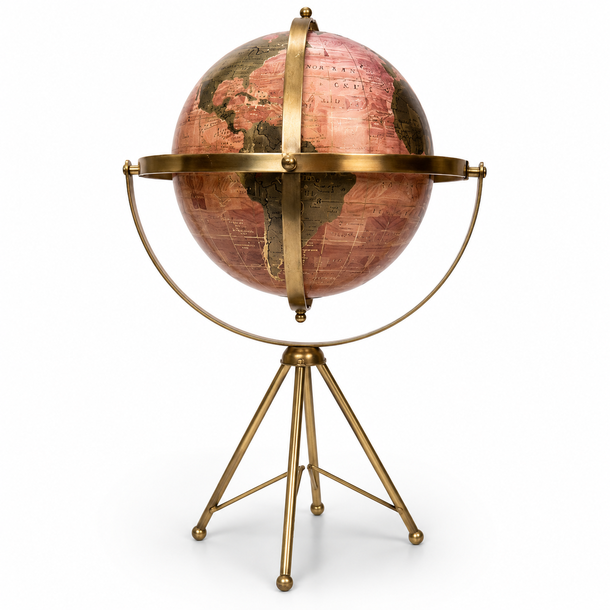 Tall Goldtone Globe on Stand