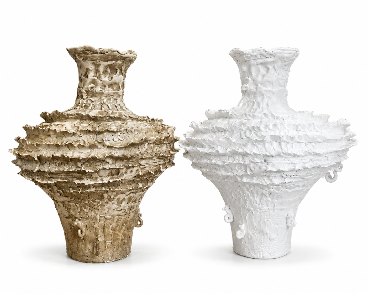 Textured Tall Vase With Ruffles In The Middle