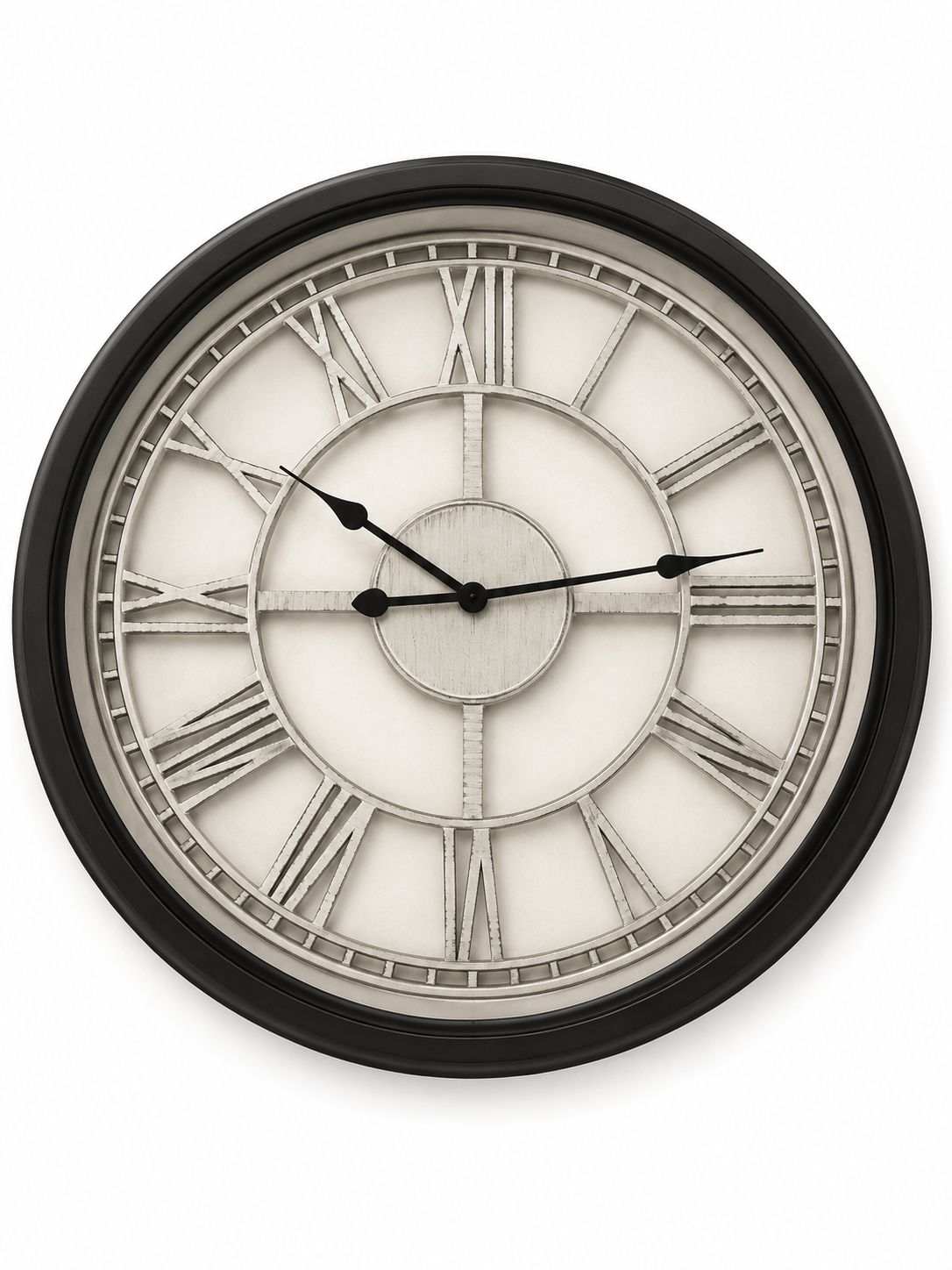 Wendy Bellissimo wall clock with black frame and Roman numeral design