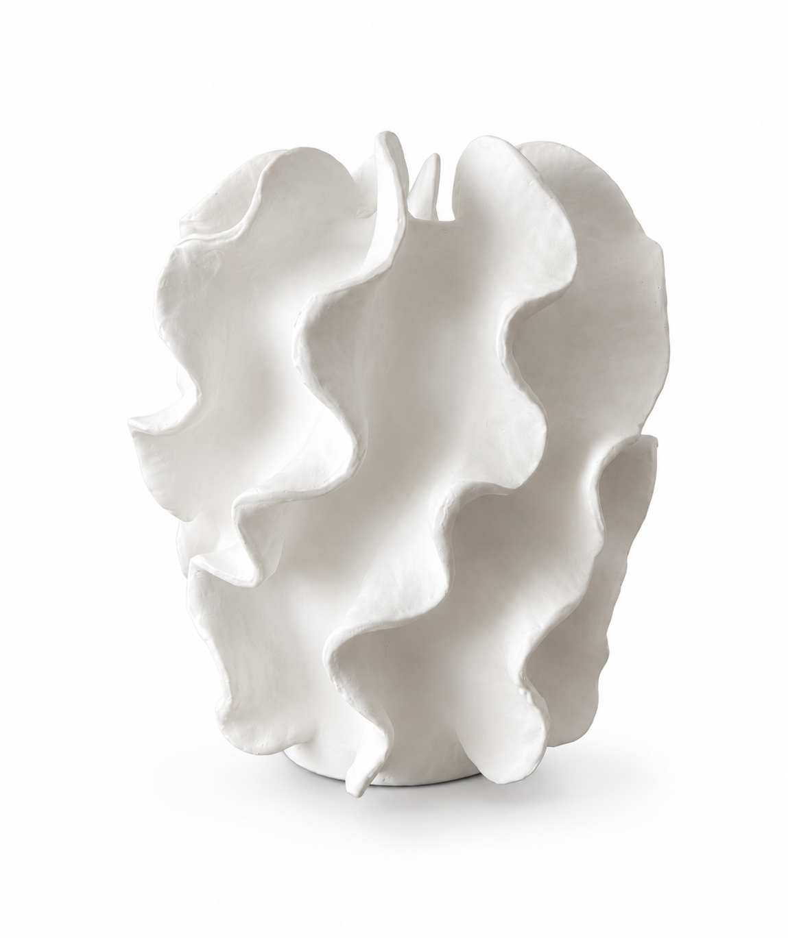 White Spiral Ruffles Design Vase