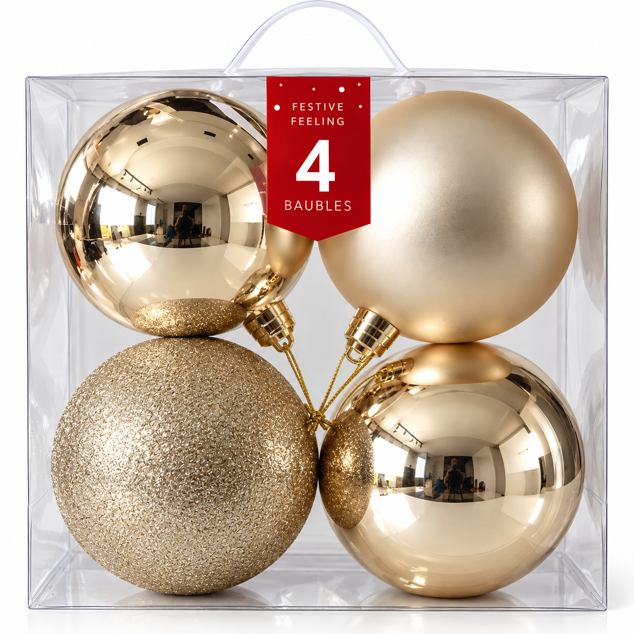 Festive Feeling 15cm Christmas Baubles 4 Packs