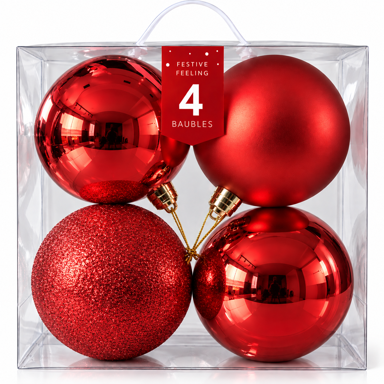 Festive Feeling 15cm Christmas Baubles 4 Packs - Image 2
