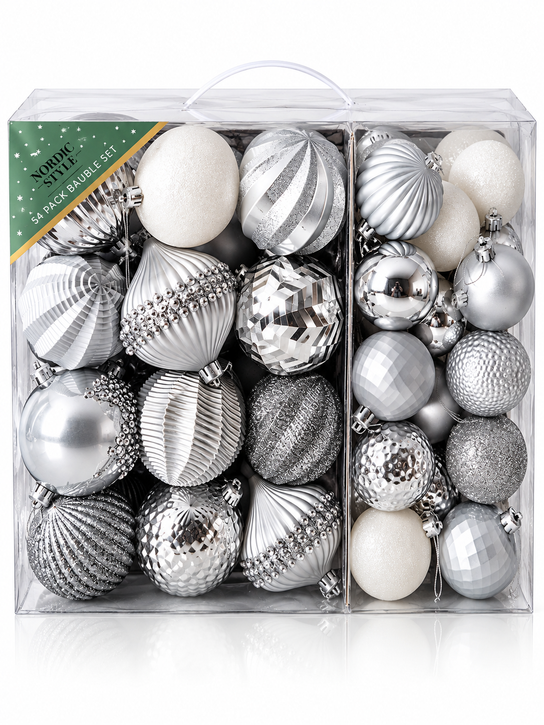 54Pcs Silver Baubles Set
