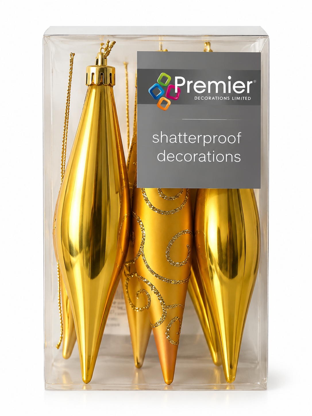 Big Gold Multi-Finish Droplet Baubles