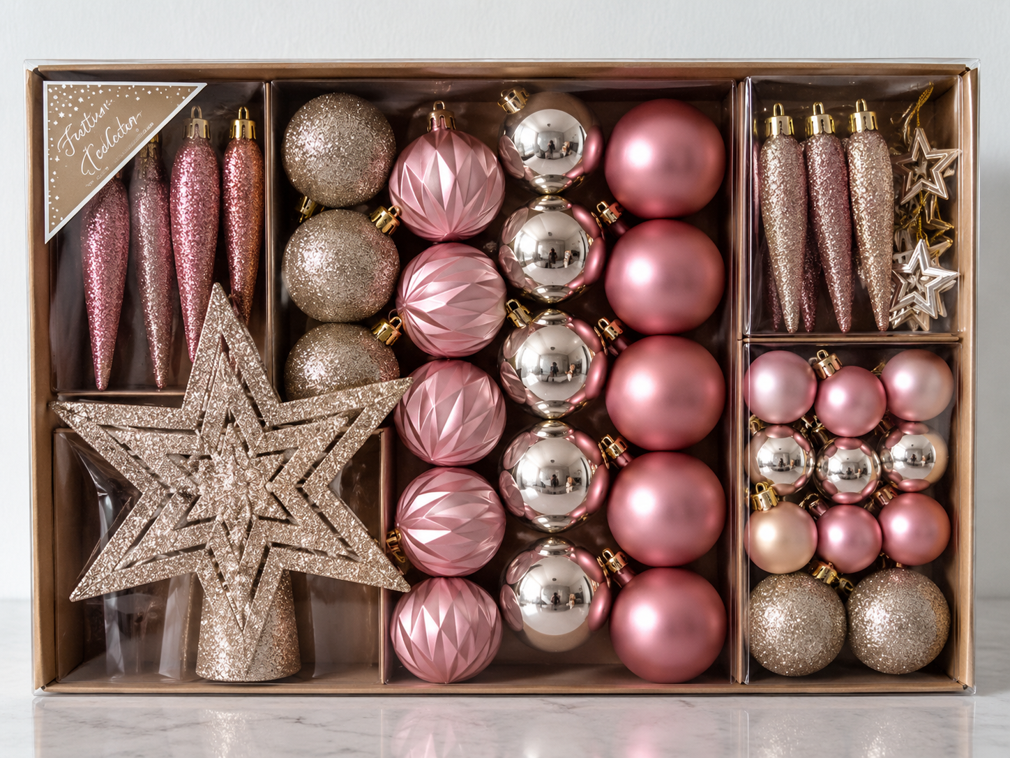 Festive Glitter Blush Bauble Set
