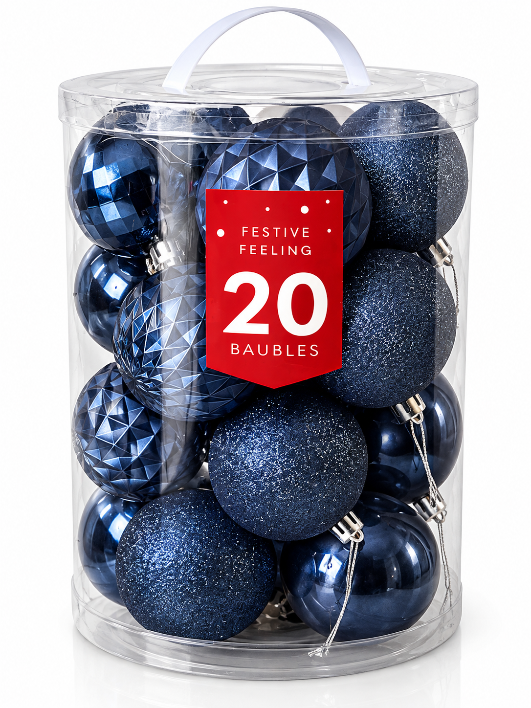 Festive Feeling 8cm Christmas Baubles 20Pck-Navy