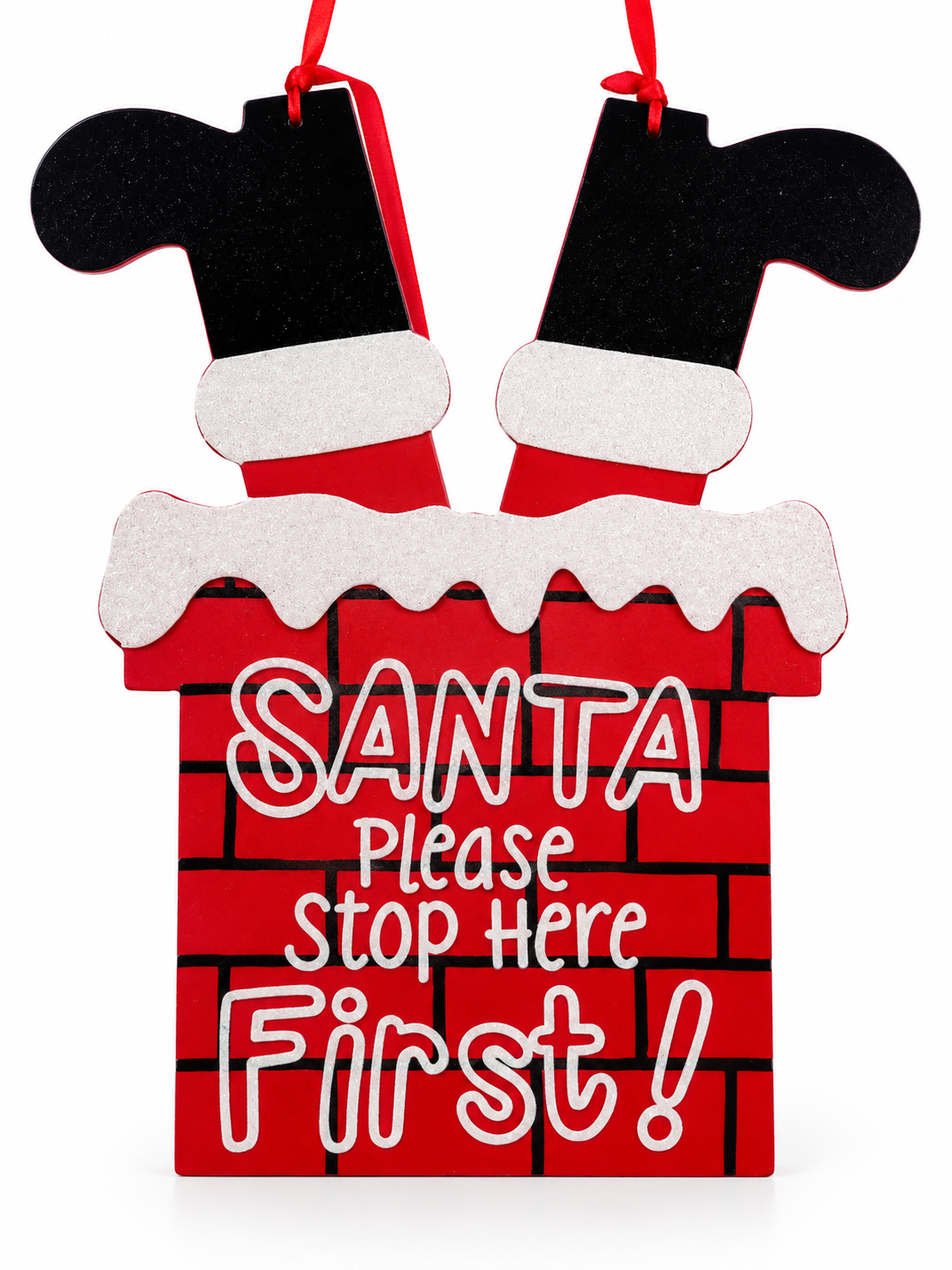 Santa Stop Here Hanging Plaque