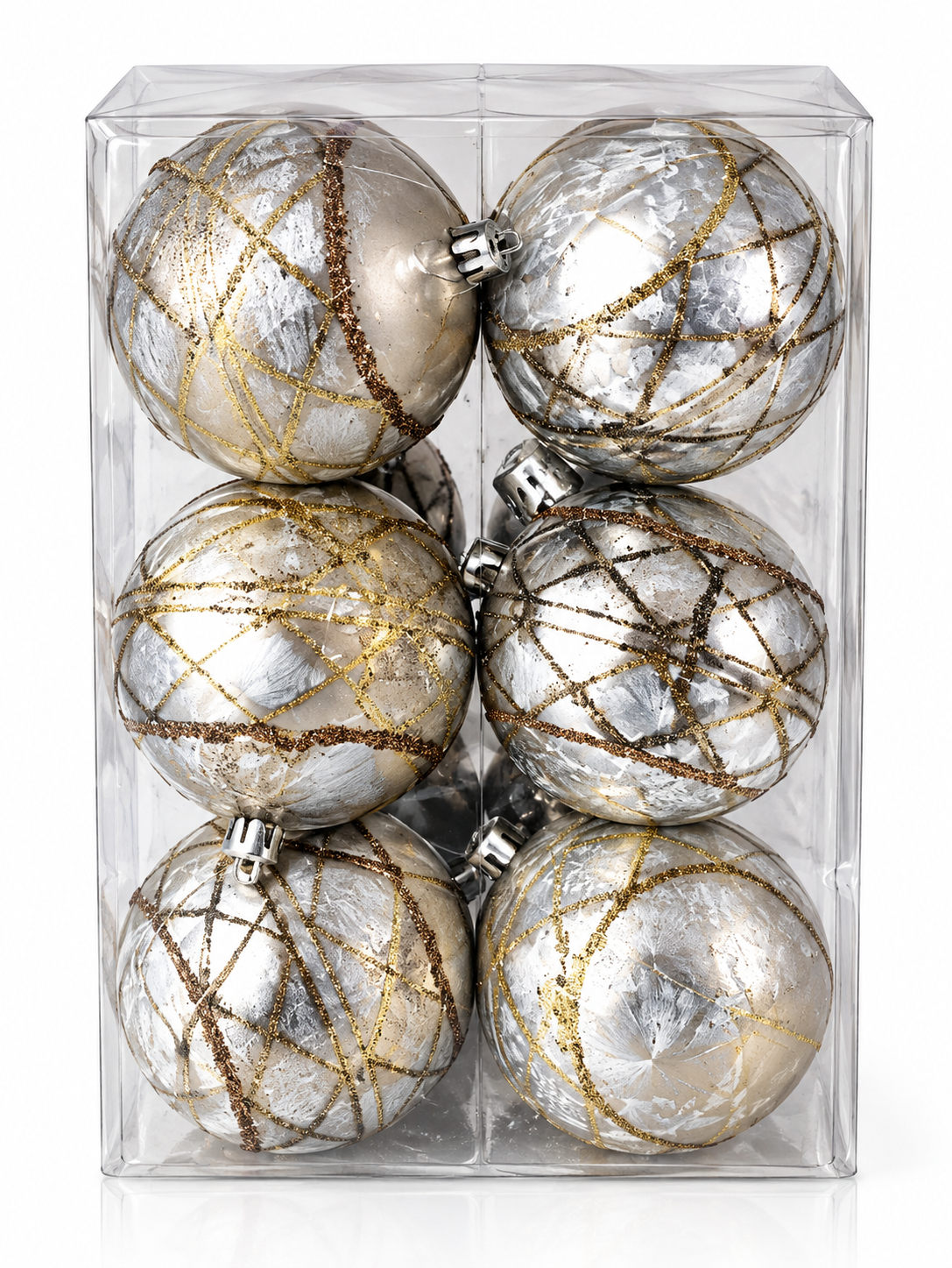 Set of 12 Silver Big Baubles