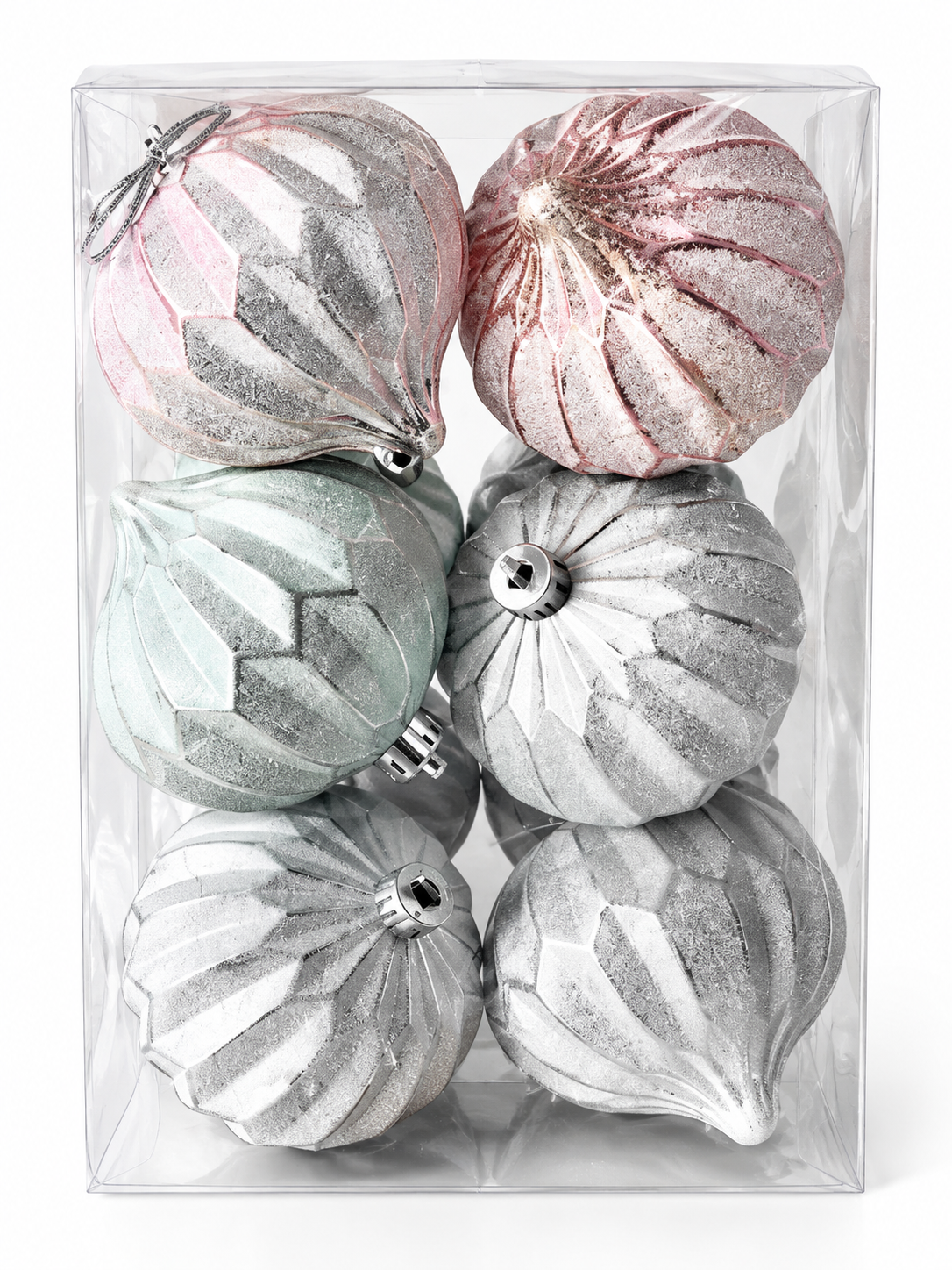 Set Of 4 Pearl Multicoloured Pear-Shaped Baubles