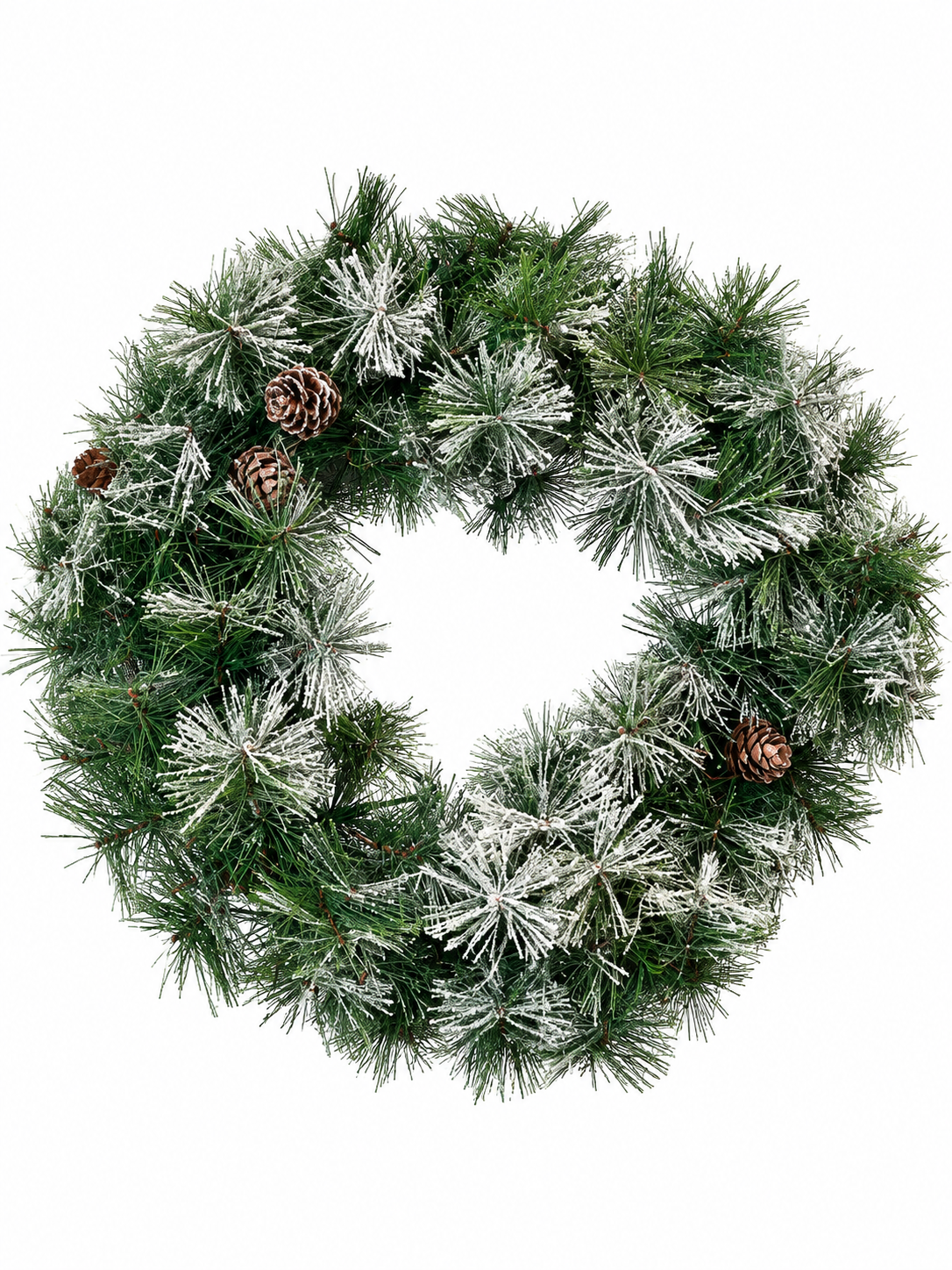 Snowy Christmas wreath with pinecones